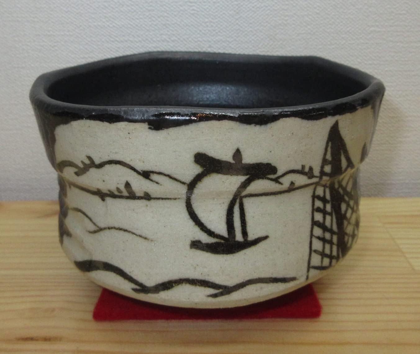 e2986 ガラス 平茶碗 在銘 朝顔図 アサガオ 抹茶碗 硝子 茶碗 茶道具